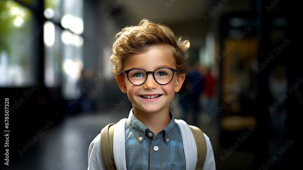 Boy with glass smiling