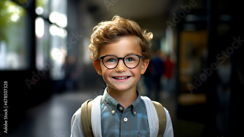 Boy with glass smiling
