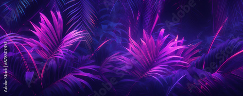 Dark Purple and Pink Palm Leaves Background