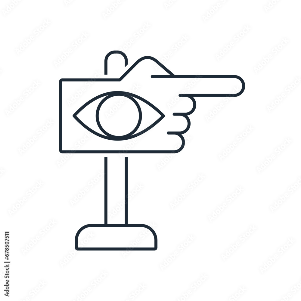Column index of tips, solutions. Look over there! Finding the information you need. Vector linear illustration icon isolated on white background. Column index of tips, solutions. Look over there! Finding the information you need. Vector linear illustration icon isolated on white background.
