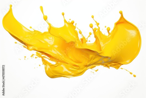 Yellow paint splash on white background
