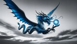 blue dragon in sky