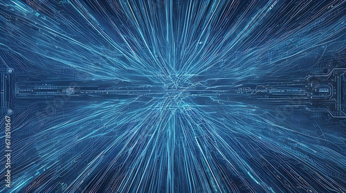 Modern digital abstract 3D background. Can be used in the description of network abilities, technological processes, digital storages, science, education, etc. Copy space. Generative AI