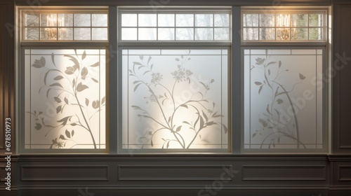 Frosted glass decorative window, elegant detail in interior design photo