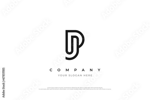 Minimal Initial Letter JP Logo Design Vector
