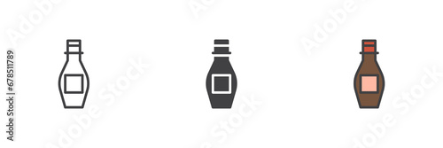 Syrup bottle different style icon set