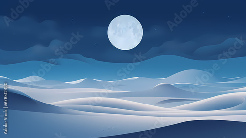 Full moon on white sand dunes poster web page PPT background  digital technology business background
