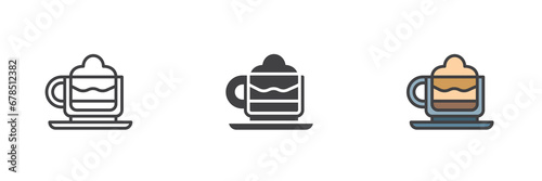 Mocha cup with whipped cream different style icon set