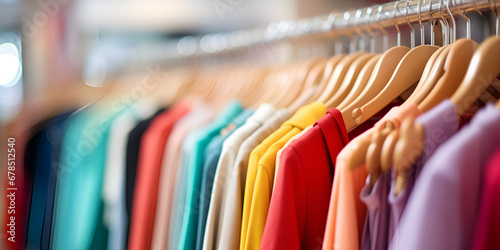 colorful clothes o n hangers in pastel rainbow colors al generated A Delightful Array of Colorful Clothes on Hangers 