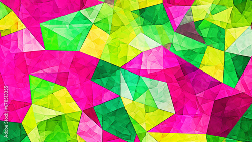 Vibrant Lime Green and Hot Pink Geometric Mosaic Pattern