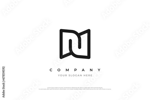 Initial Letter NU Monogram Logo Design Vector