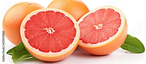 Fresh grapefruit composition served on white background