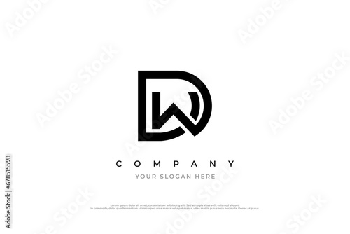 Initial Letter DW or WD Logo Design Vector photo