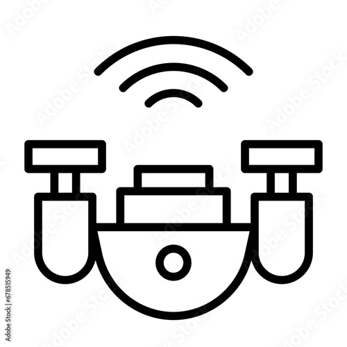 Aerial camera, drone camera, UAV camera, unmanned aircraft camera, flying camera icon and easy to edit.