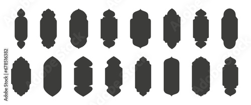 Arabic style shape collection. Islamic window or door arch set. Ramadan kareem silhouette icon.