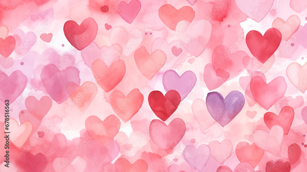 Watercolor style heart graphic material.