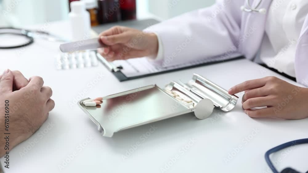 Young Asian doctor in white medical uniform talking with male patient about results or symptoms with patient sitting at table in health clinic or hospital.
Young Asian doctor in white medical uniform talking with male patient about results or symptoms with patient sitting at table in health clinic or hospital.

