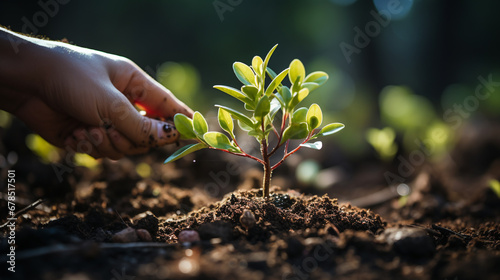 planting a flower HD 8K wallpaper Stock Photographic Image 