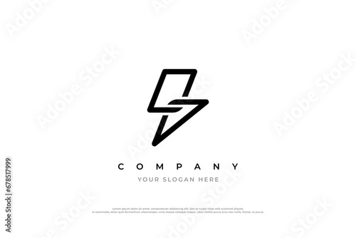 Simple Flash Bolt Logo Design Vector