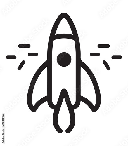 Black and white Space Rocket representation, rocket silhouette vector, editable and print ready,