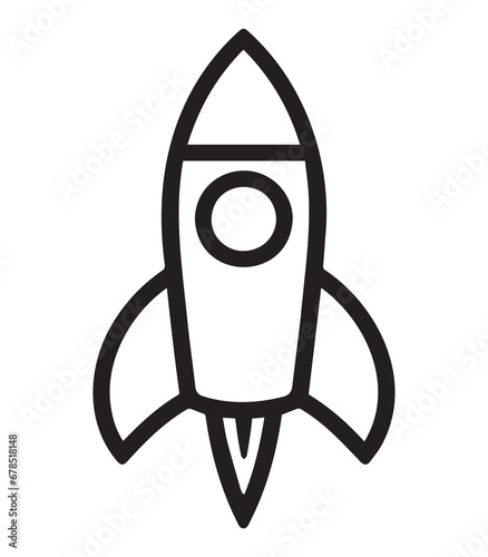 Black and white Space Rocket representation, rocket silhouette vector, editable and print ready,