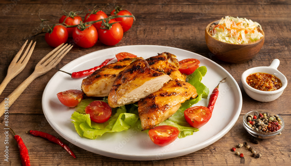 Dining Elegance: Grilled Chicken and Fresh Salad Harmony