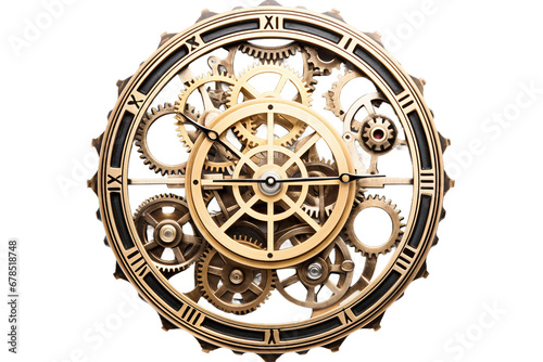 Clock Gear Train Isolated on transparent background. Generative Ai