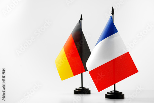 Flags of France and Germany isolated on white background