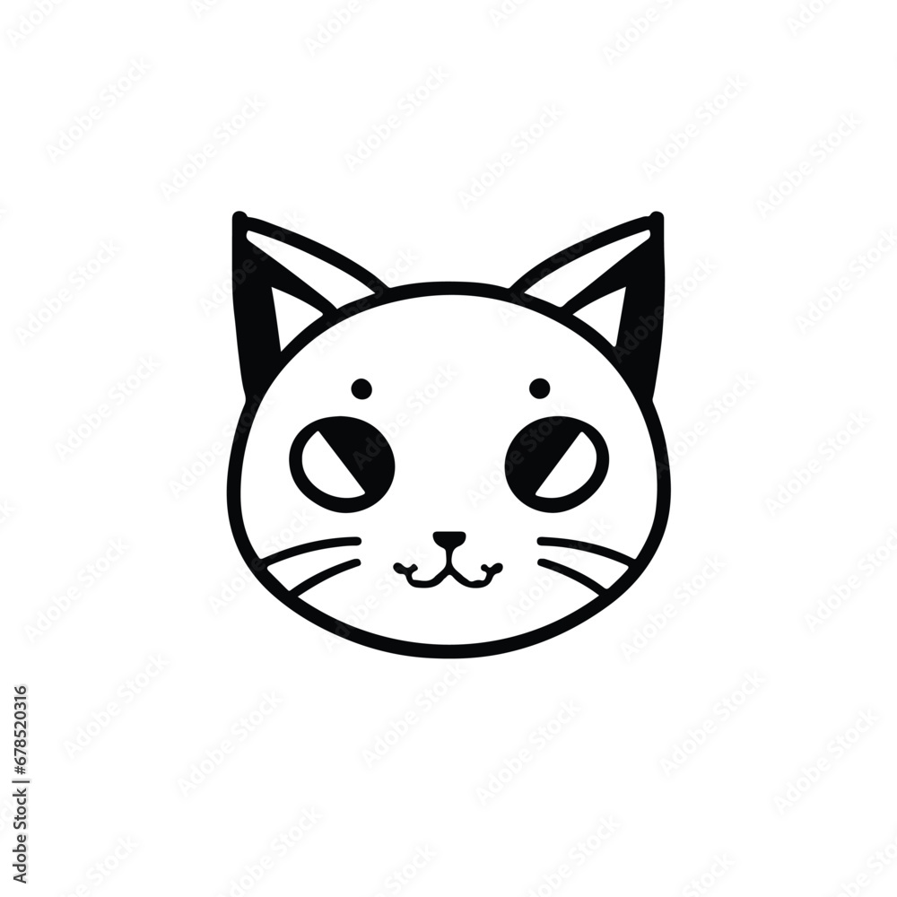 head Icon of cat face. Flat outline style.
