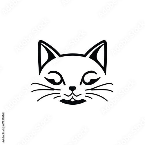 head Icon of cat face. Flat outline style.