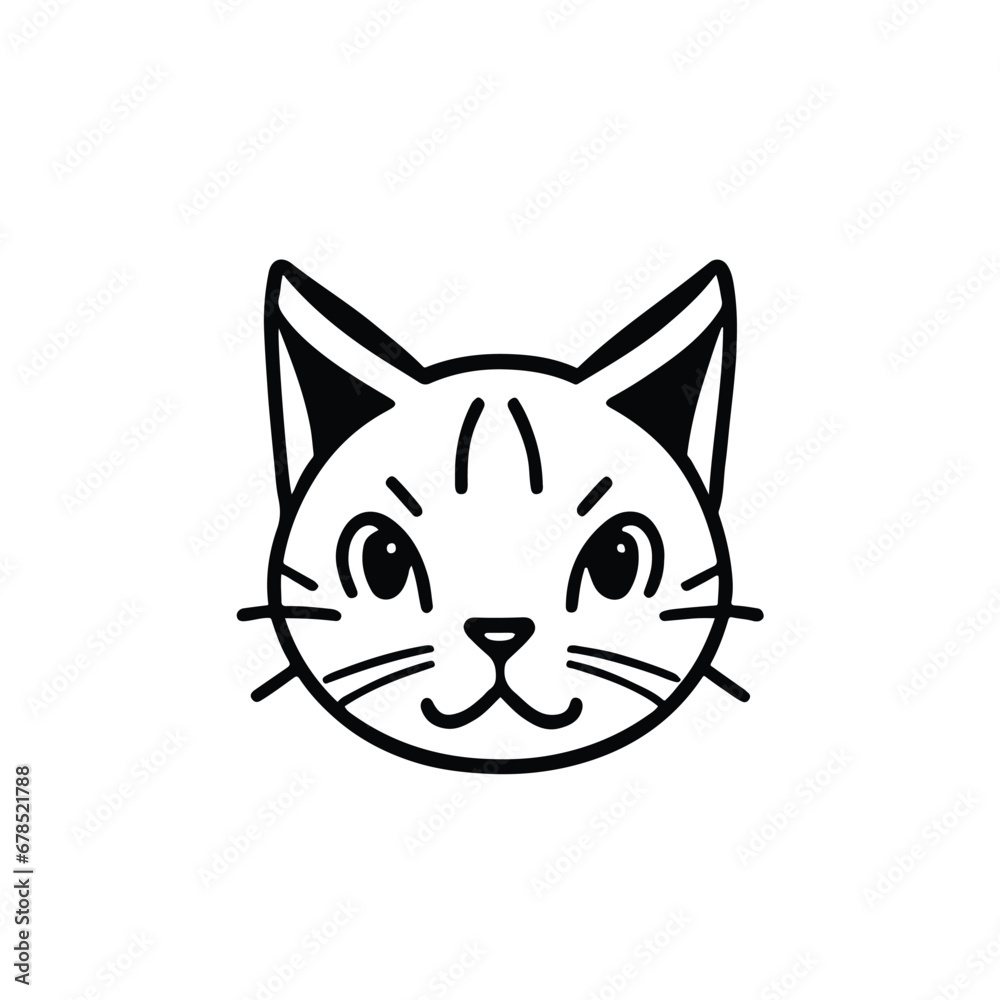 Obraz premium head Icon of cat face. Flat outline style.