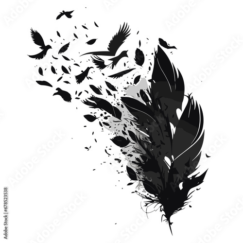 birds flying feather, birds svg, birds png, feather svg, feather png, bird, vector, eagle, silhouette, animal, wing, illustration, flying, tattoo, wings, black, design, feather, nature, art, icon, sym