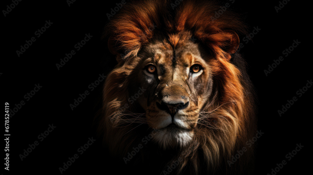 Lion face on the isolated background