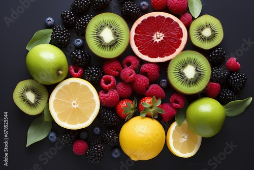 overhead view juicy healthy fruits