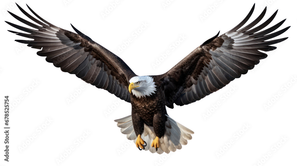 Fototapeta premium American Eagle is flying gracefully on a transparent background