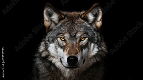 Wolf face on the isolated background