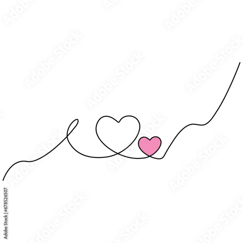 Continuous One line heart shape and love shape outline vector art illustration 