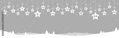 christmas advent calendar 1 to 24 on hanging stars