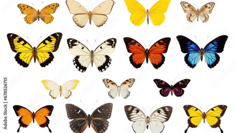 Butterfly collection on the transparent background Butterfly collection on the transparent background