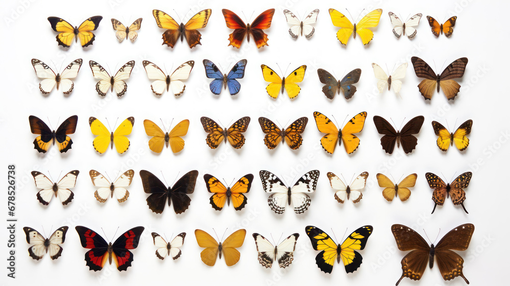 Fototapeta premium Collection Butterfly on the isolated background