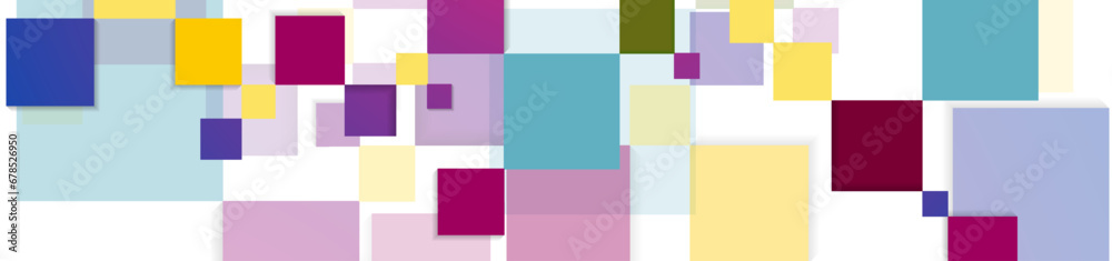 Colorful squares geometric tech abstract background. Vector minimal banner design