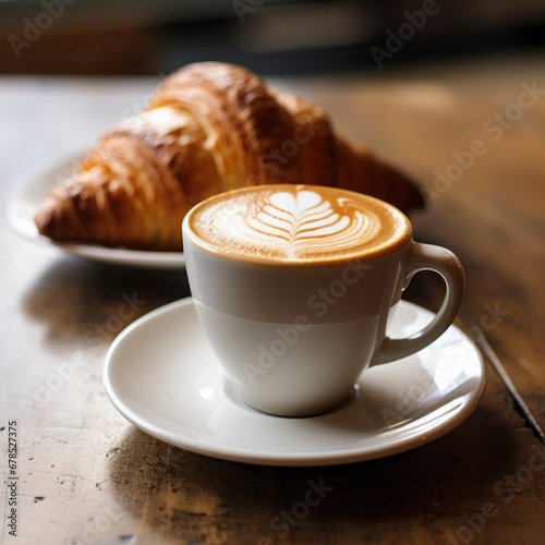 Croissant with latte coffee