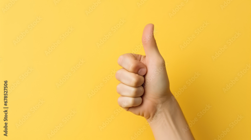Hand thumbs up on the isolated background