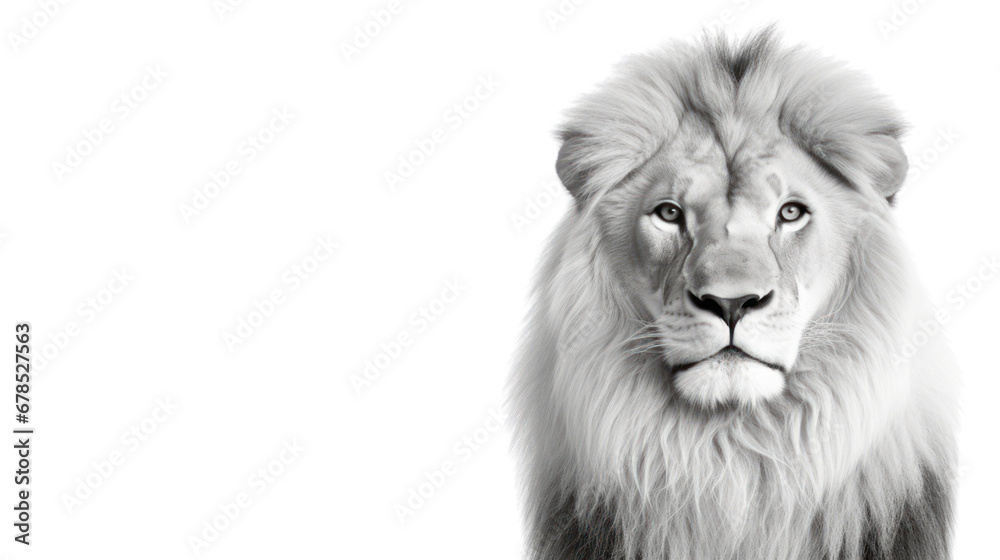 A lion black and white on the transparent background