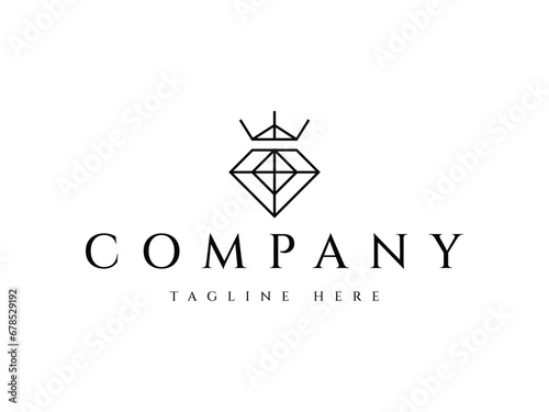 luxury diamond jewelry king queen logo design