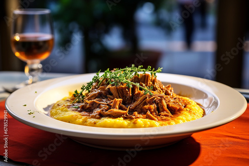 Traditional Cassoeula with a side of polenta photo