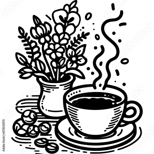 Coffee mug icon hand drawn vector design illustration
