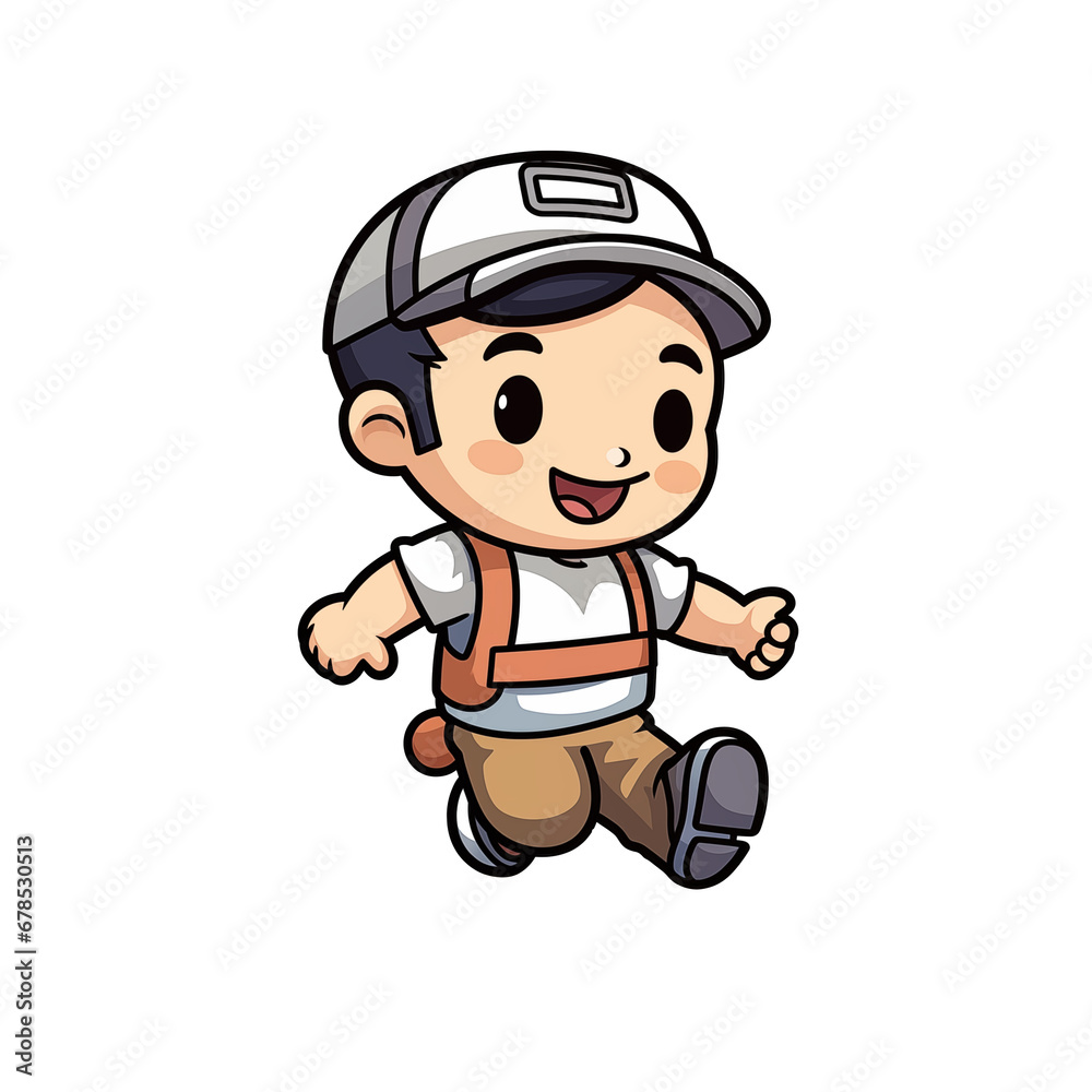 cartoon illustration of a boy running
