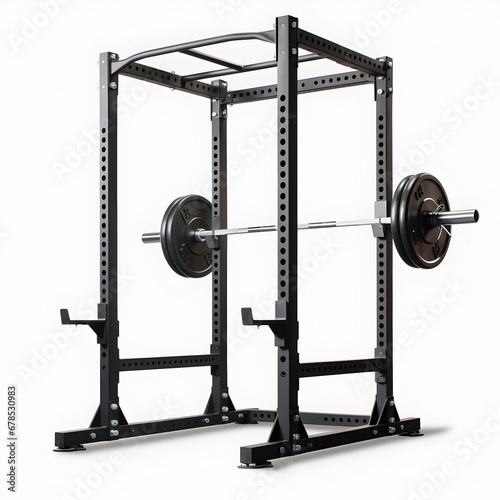 Weight lifting power rack isolated on a white background. Generative ai.  photo