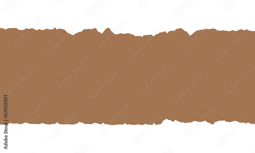 Torn Brown Paper with Uneven Edges Isolated on White